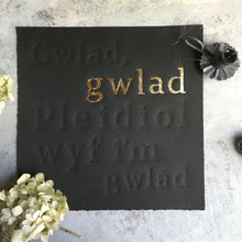 Load image into Gallery viewer, Gwlad Gwlad : 24ct gold on black

