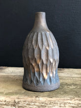 Load image into Gallery viewer, Black clay stoneware bottle bronze glaze
