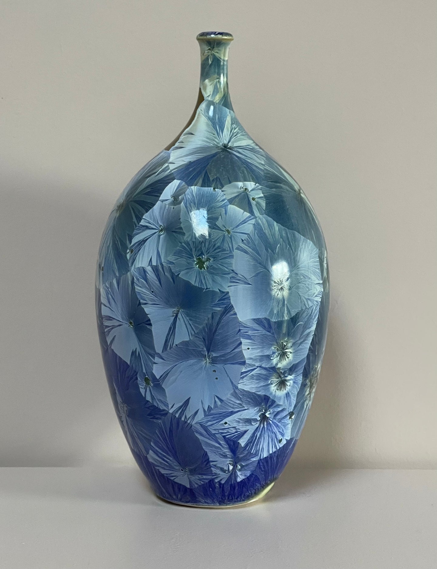 Medium Blue Crystalline Vase