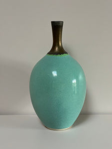 Eau de Nil and Bronze Stem Vase