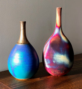 Blue and bronze vase