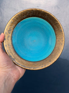 Small blue and bronze bowl
