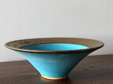 Load image into Gallery viewer, Small turquoise blue and bronze bowl
