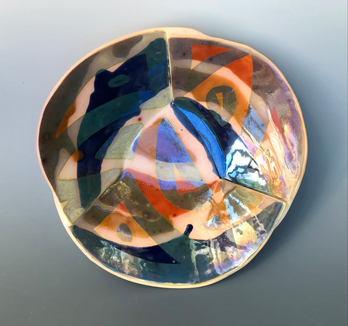 Abstract Lustre Flambe Bowl