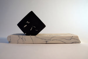 Inlain Black Porcelain cube on inlaid porcelain plinth