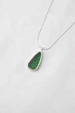 Load image into Gallery viewer, Green sea glass and silver necklace
