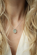 Load image into Gallery viewer, Sage green sea glass and silver necklace
