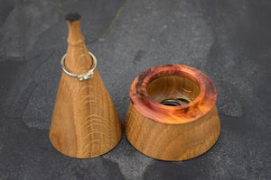 Oak ring box with yew collar