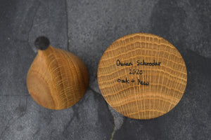 Oak ring box with yew collar