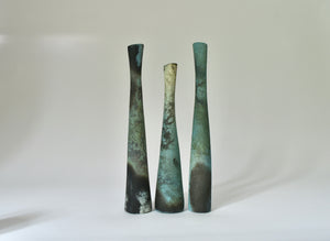 Tall textured smoke fired forms : 4, 5 & 6