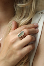 Load image into Gallery viewer, Sage green sea glass and silver cage ring
