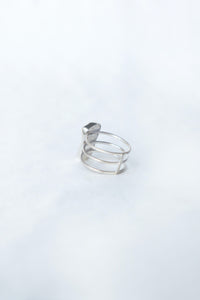 Sage green sea glass and silver cage ring