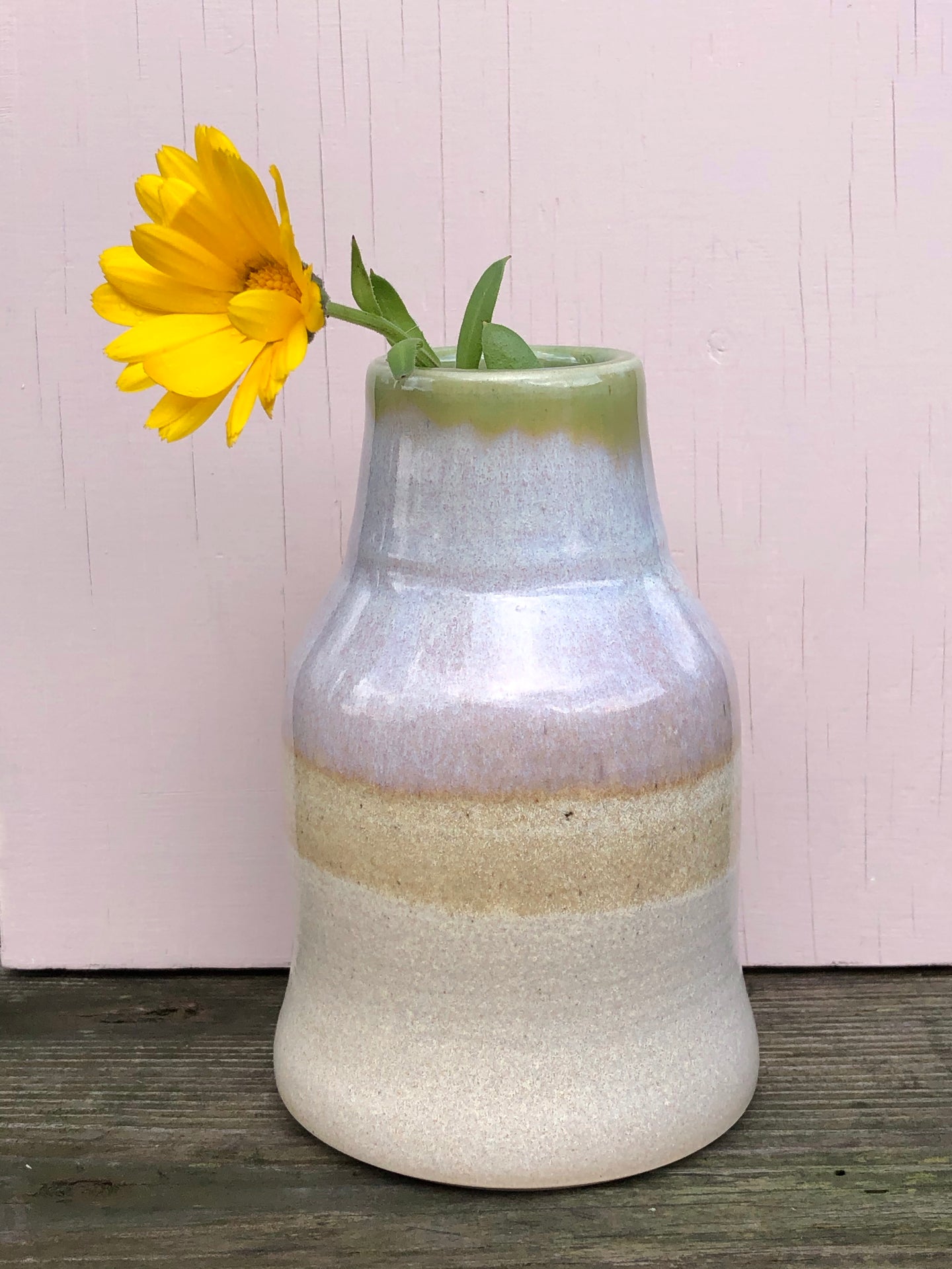 Stoneware bottle vase with opal glaze