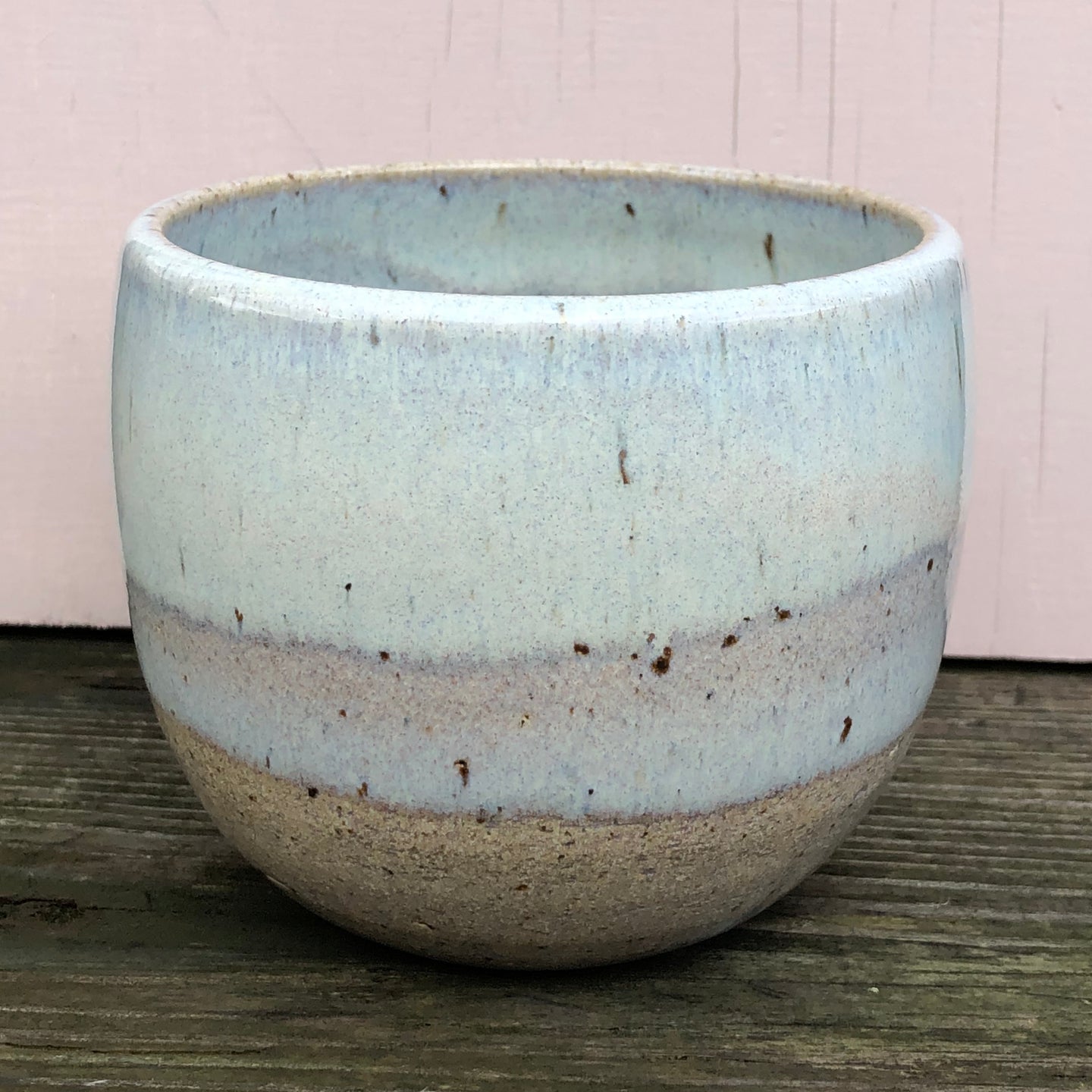 Stoneware teabowl with opal glaze