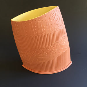Terracotta vessel with yellow interrior